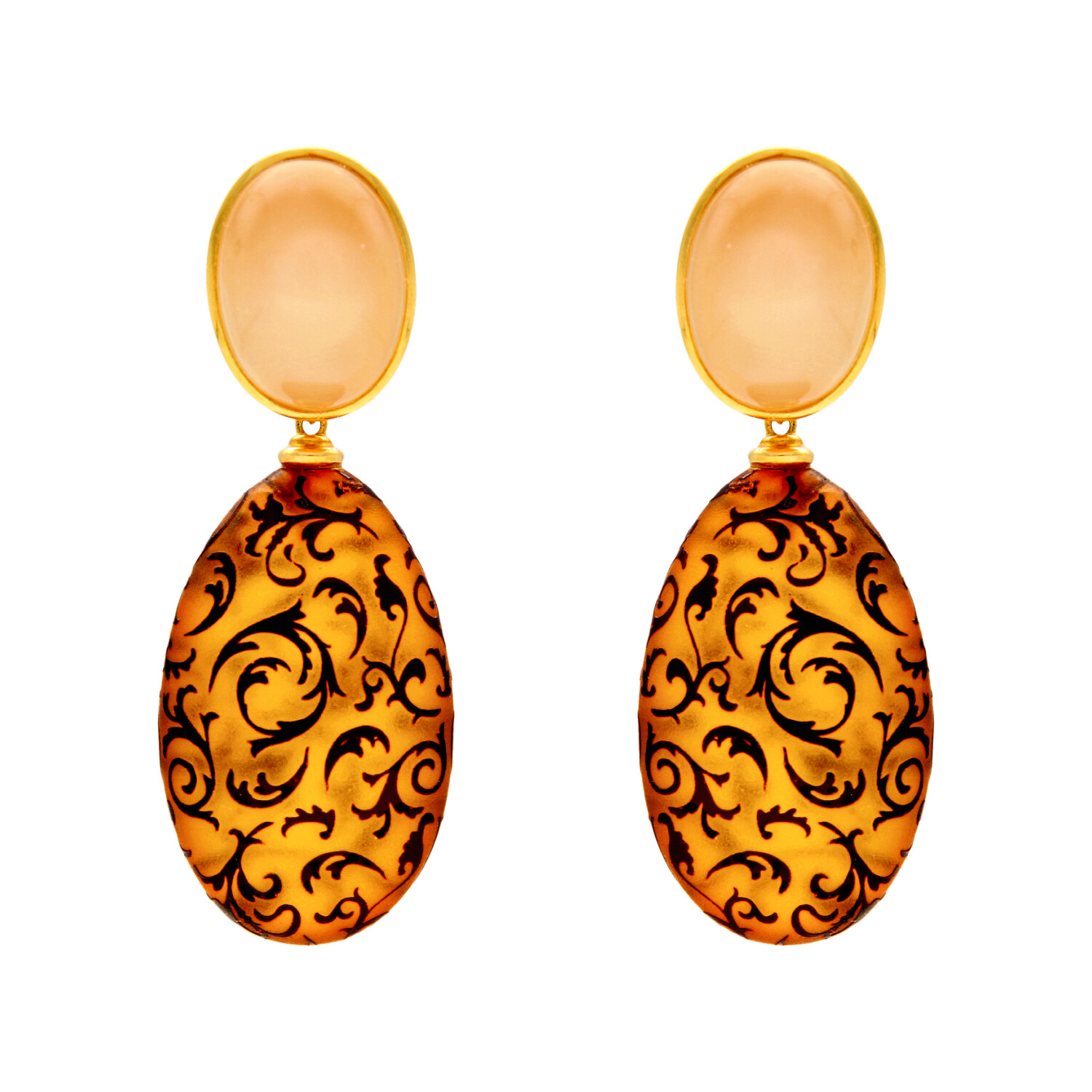 Gelbgold Ohrringe mit Quarz