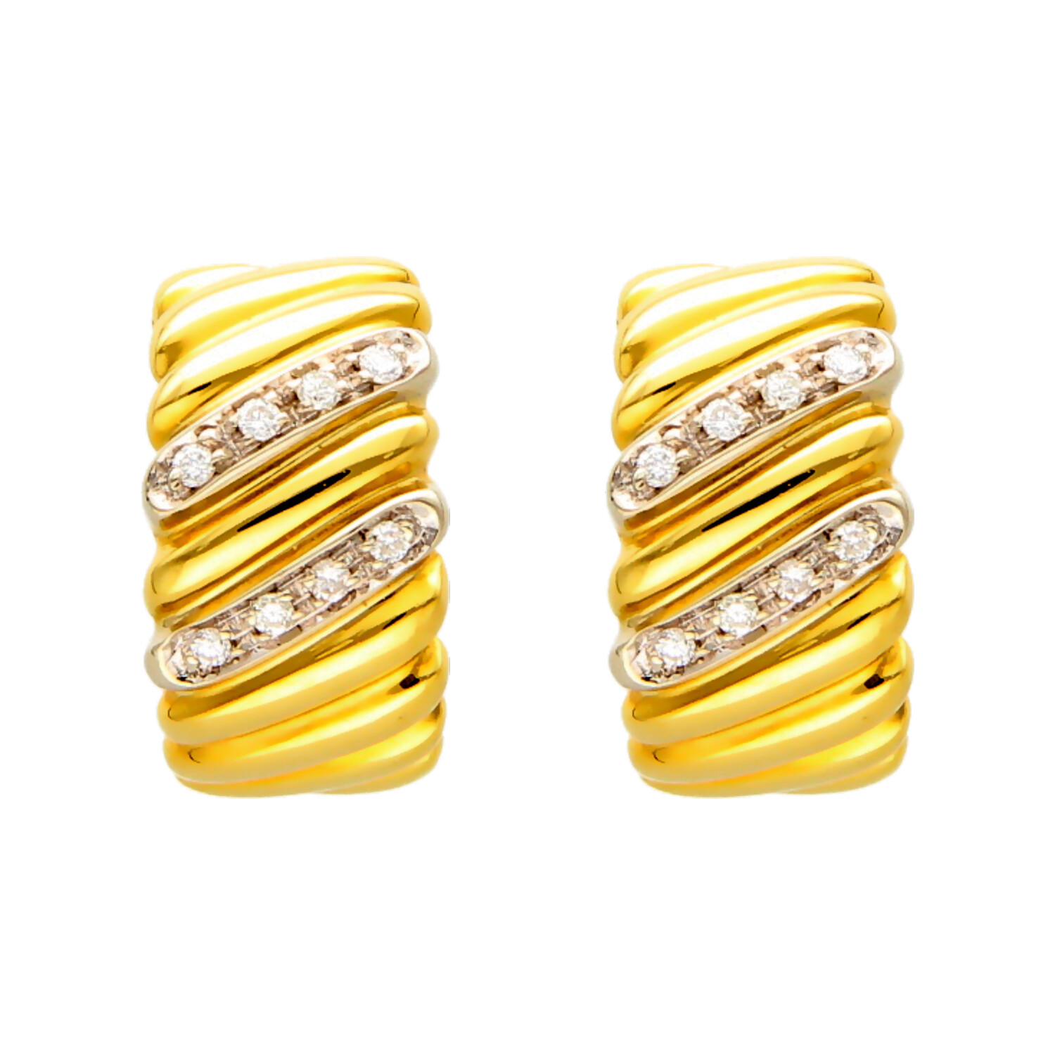 Gelb- und Weißgold Ohrringe mit Diamanten