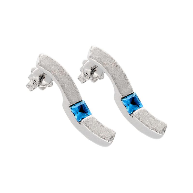 Earrings white gold with topaz