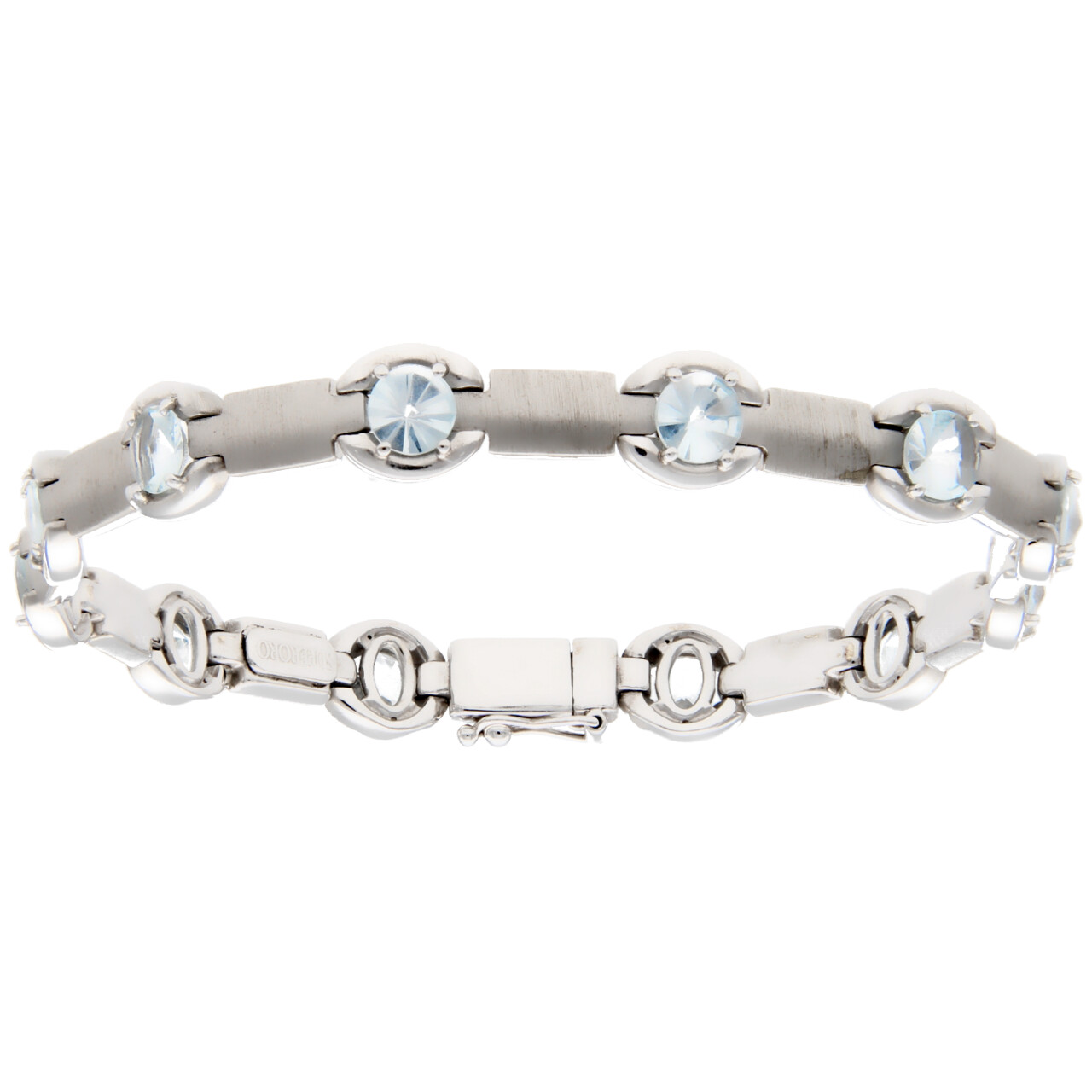 Bracciale oro bianco con acquamarinia