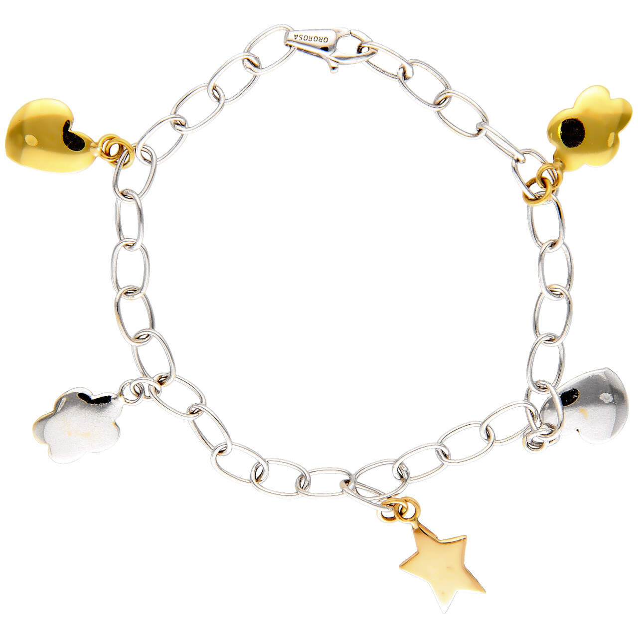 Armband mit Charms aus Weiß und Gelbgold