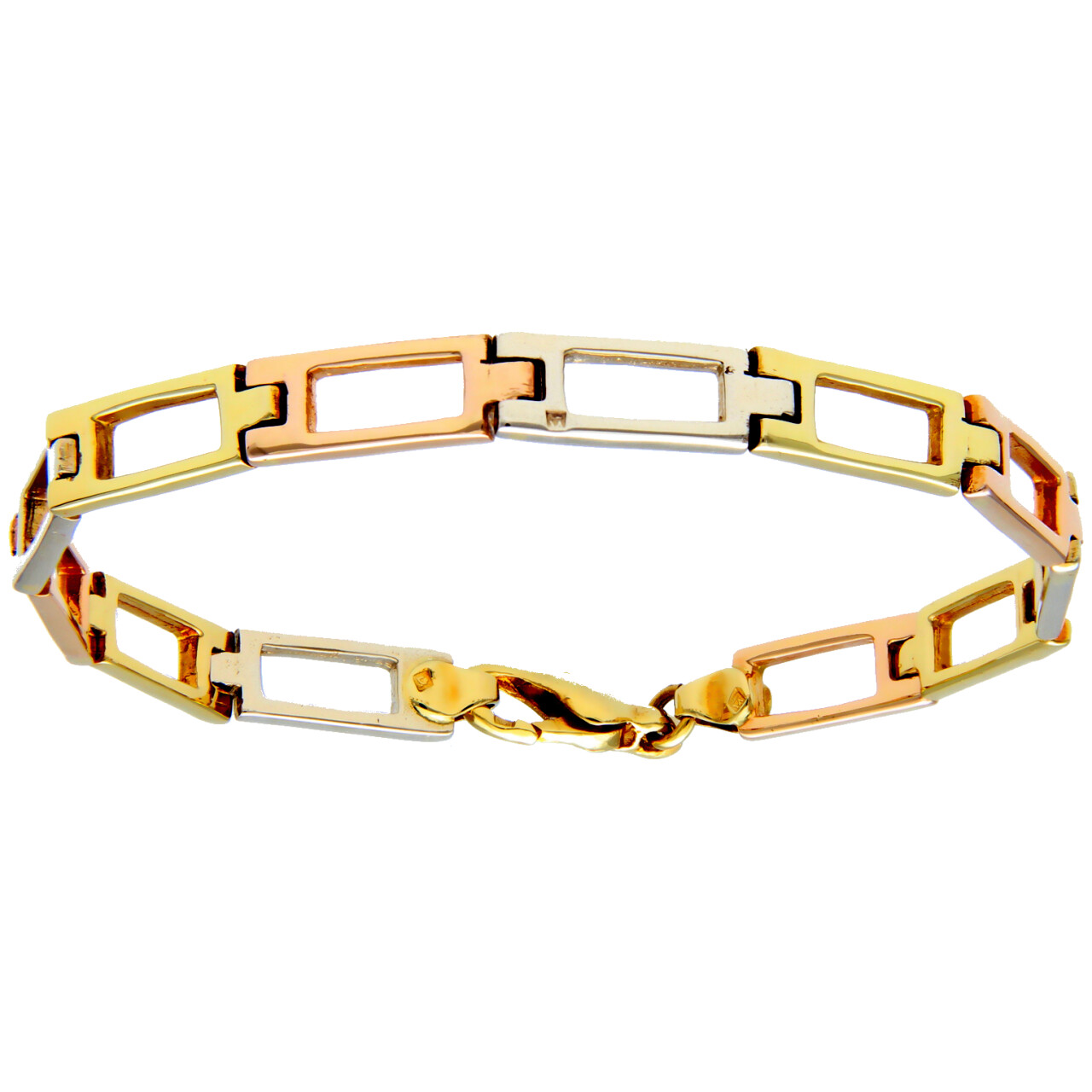 Herren Armband aus Gelb- Weiß und Rosègold