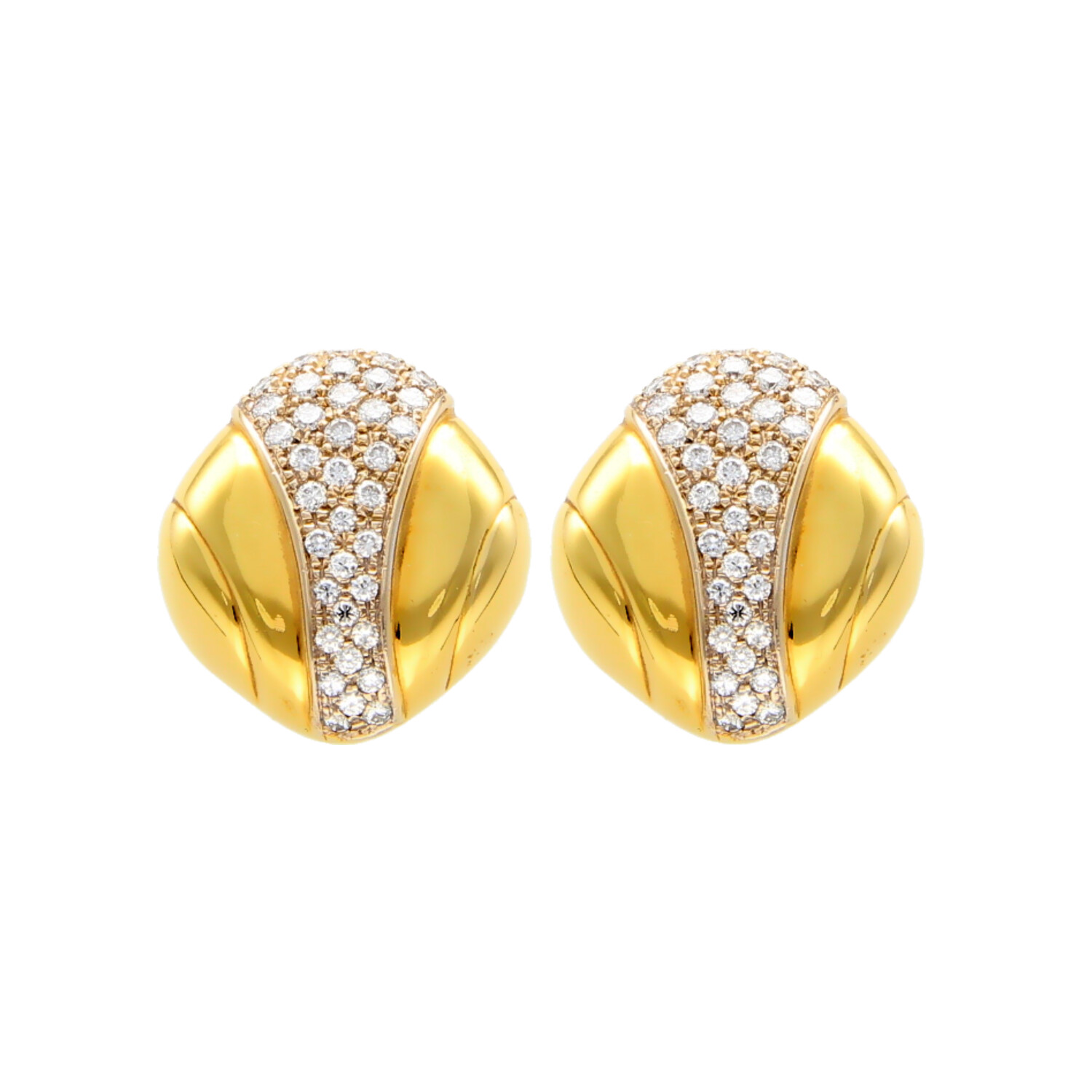 Orecchini oro giallo con pavè di diamanti 1.50 ct