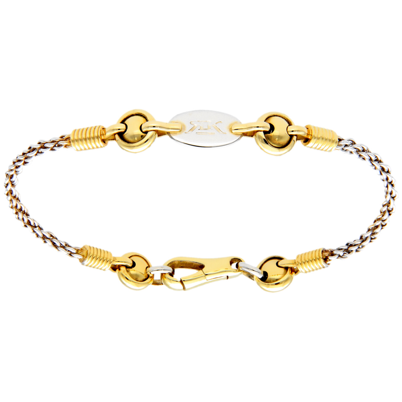 Arkano Gelb- und Weißgold starres Armband