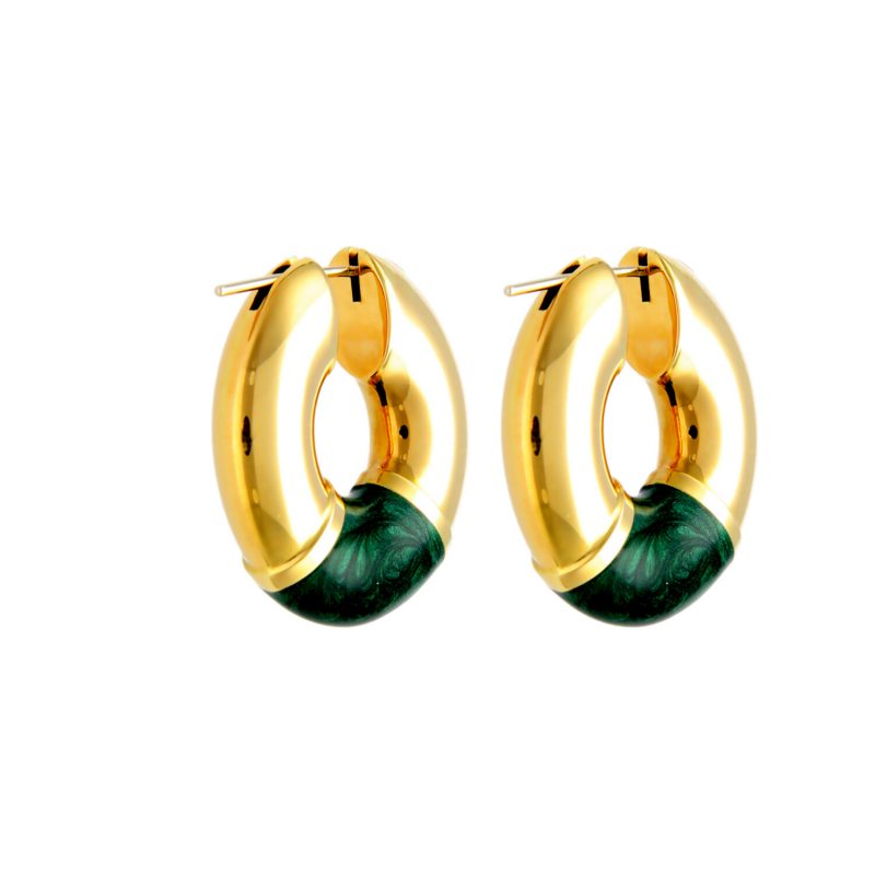 Earrings yellow gold with gems