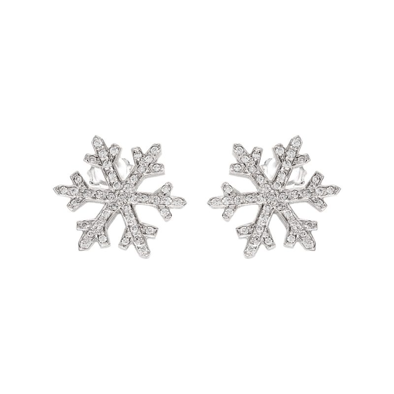 Orecchini oro bianco fiocco di neve - Diamanti e Carati