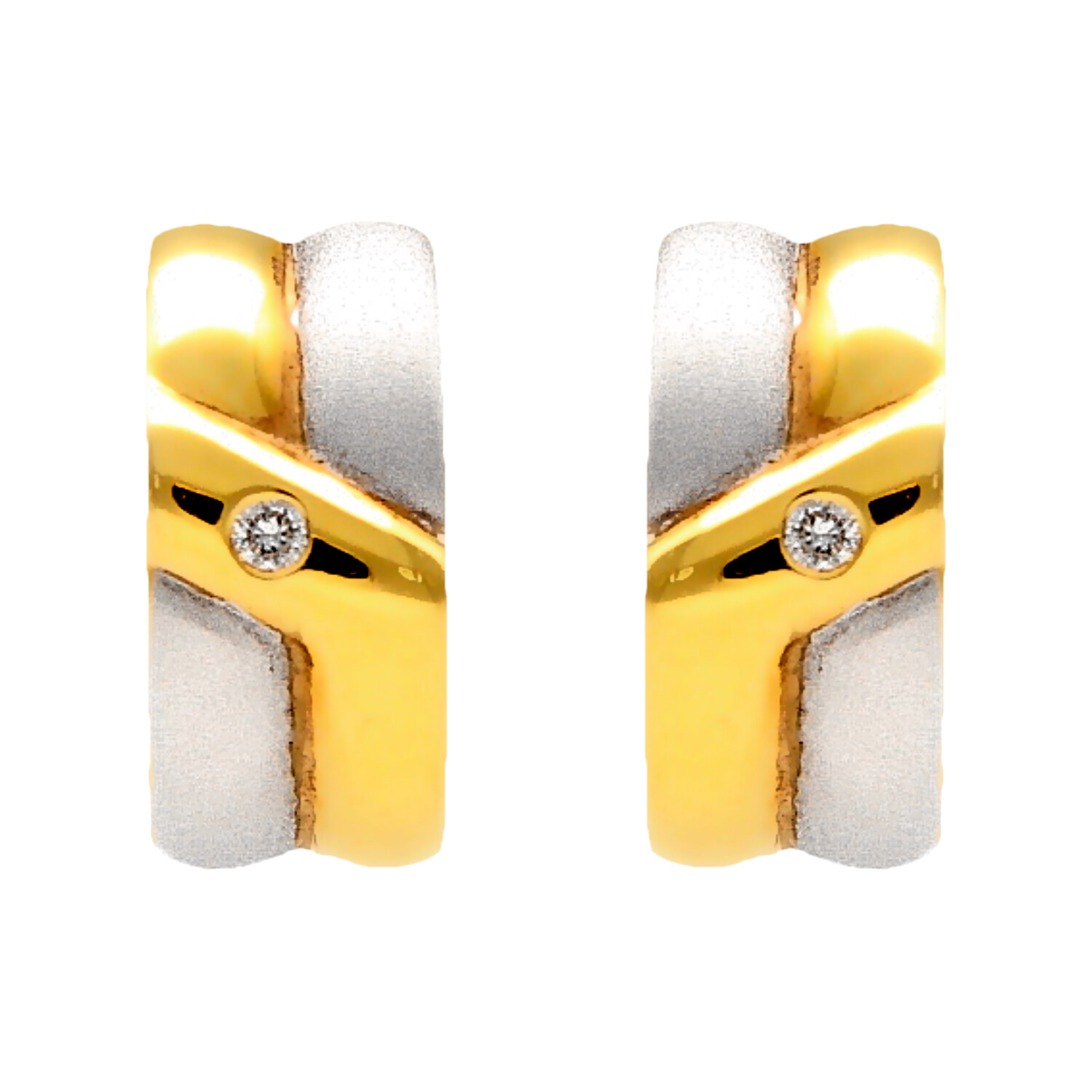 Ohrringe in Gelb- und Weißgold mit Diamanten