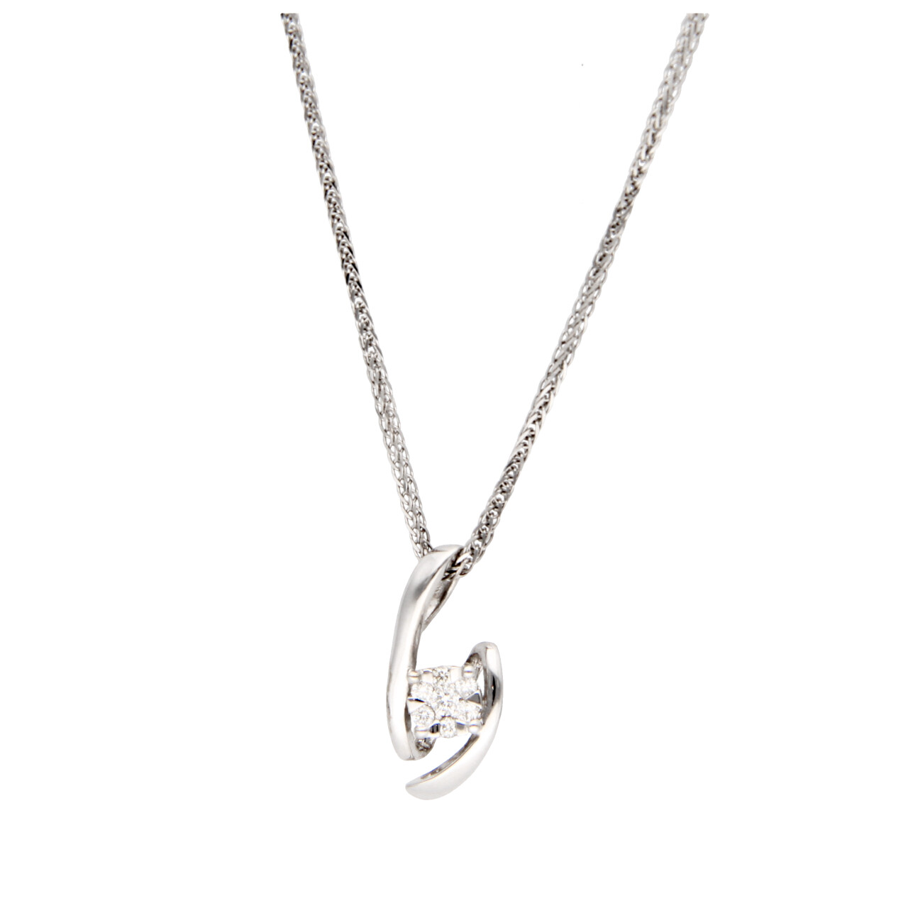 Weißgold Halskette mit Anhänger und Diamanten