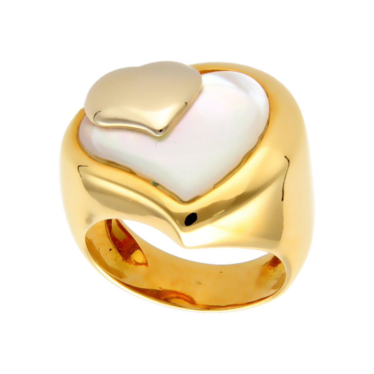 Gelbgold Herz-Ring mit Perle