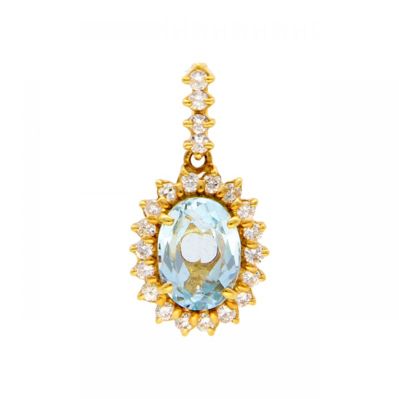Pendant yellow gold with topaz and zircon