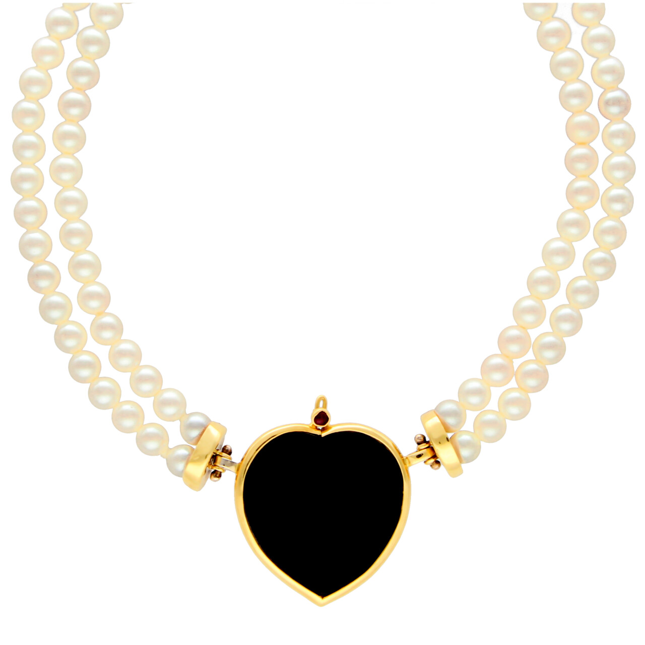 Collier di perle e oro giallo con cuore