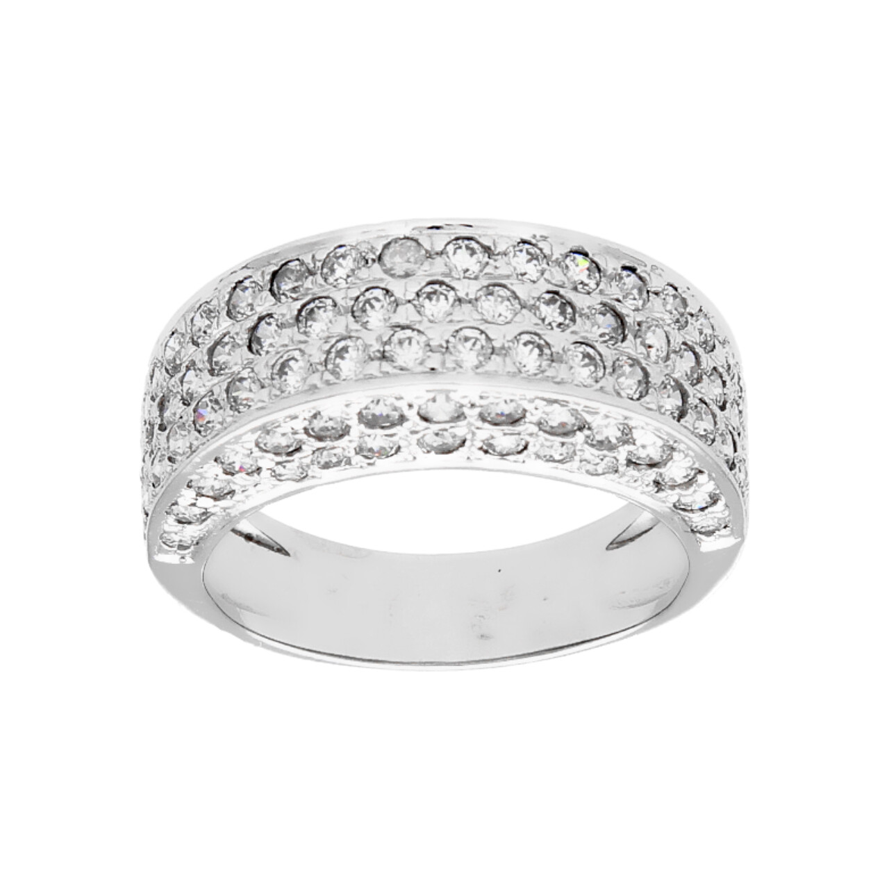 Anello oro bianco con pavè di zirconi