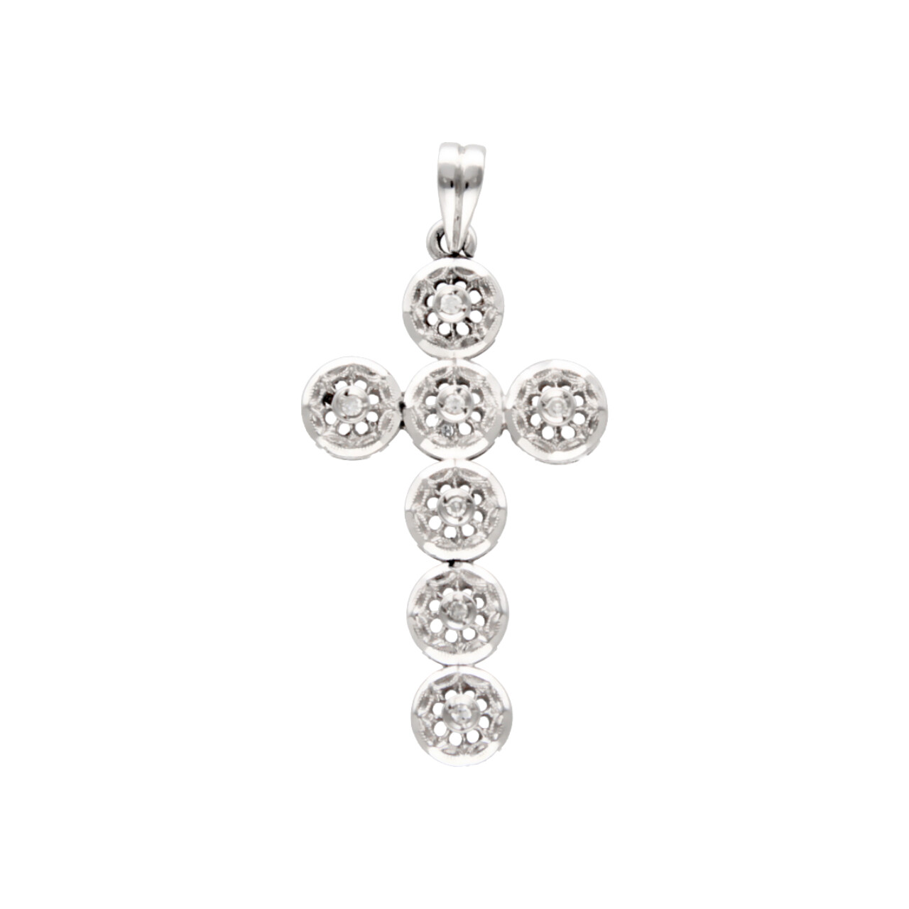 Ciondolo croce oro bianco con diamanti