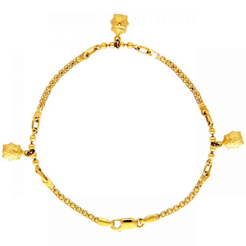 Yellow gold bracelet with ladybugs