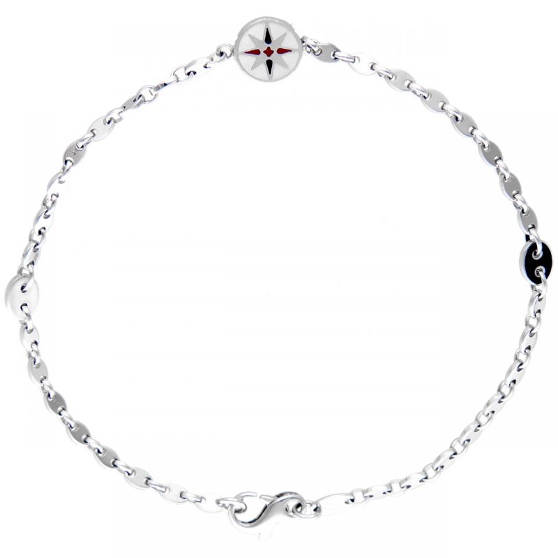 White gold bracelet with compass rose