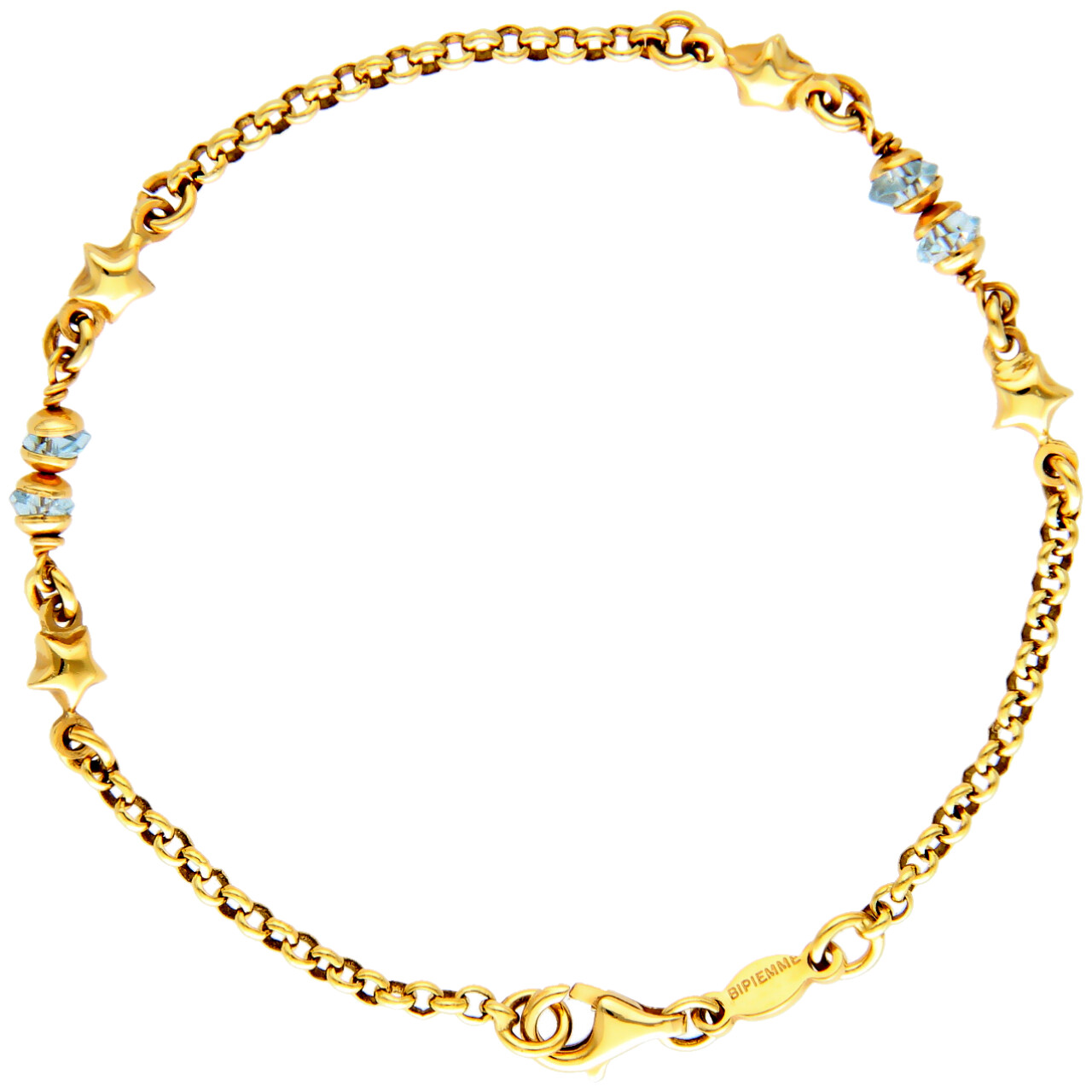 Braccialetto oro giallo stelline e quarzo