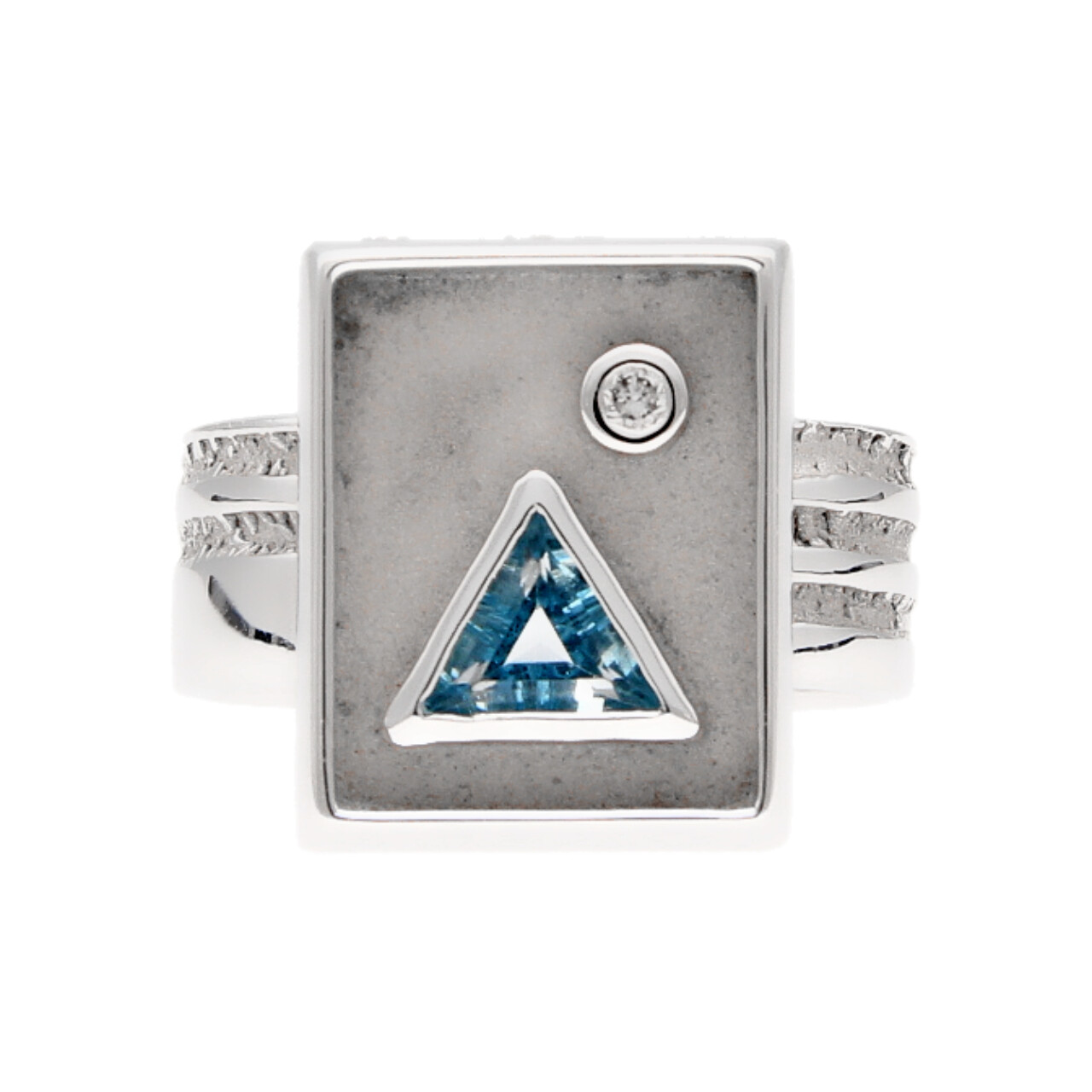 Weißgold Ring mit Diamant und Topas