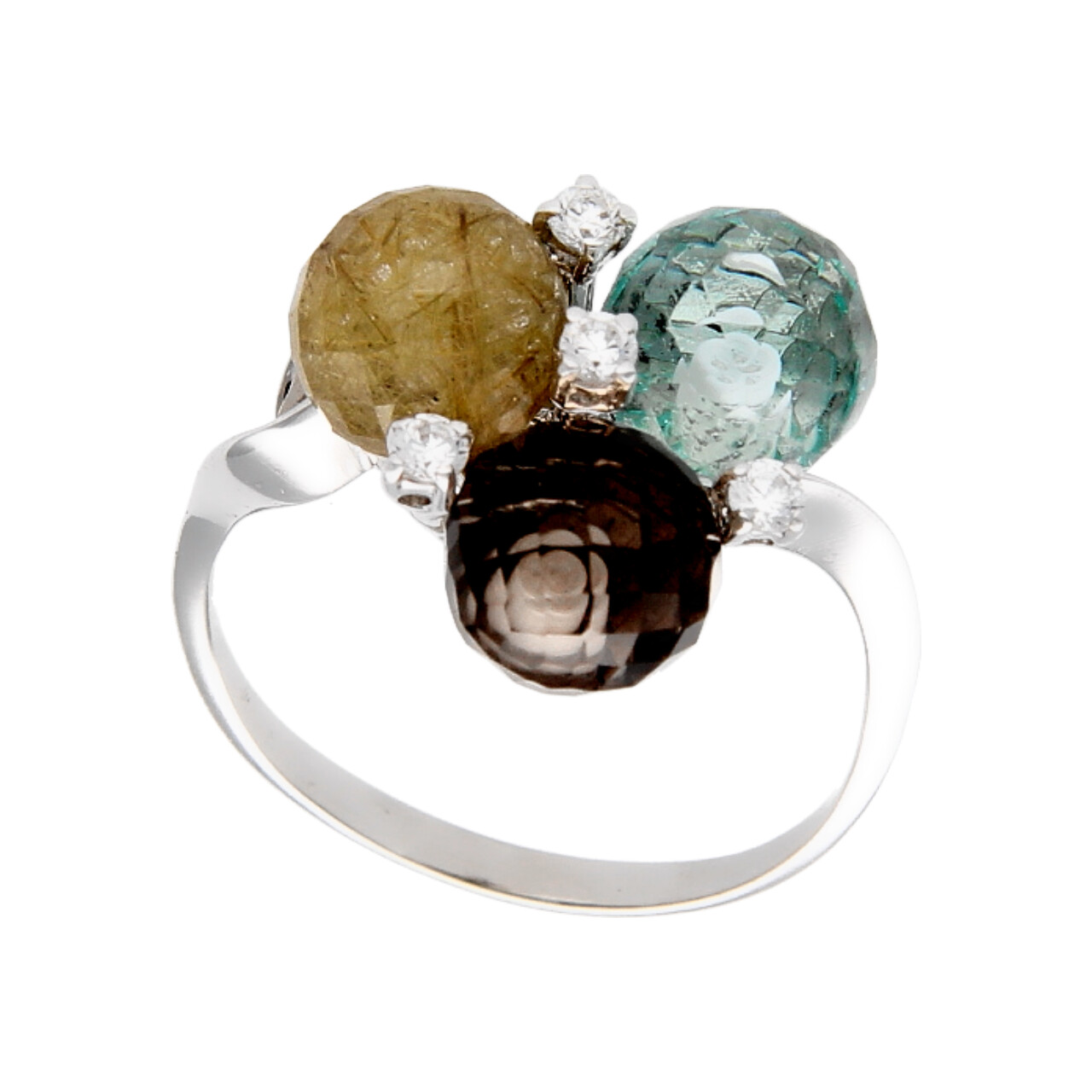 Anello oro bianco con perle di pietra dura