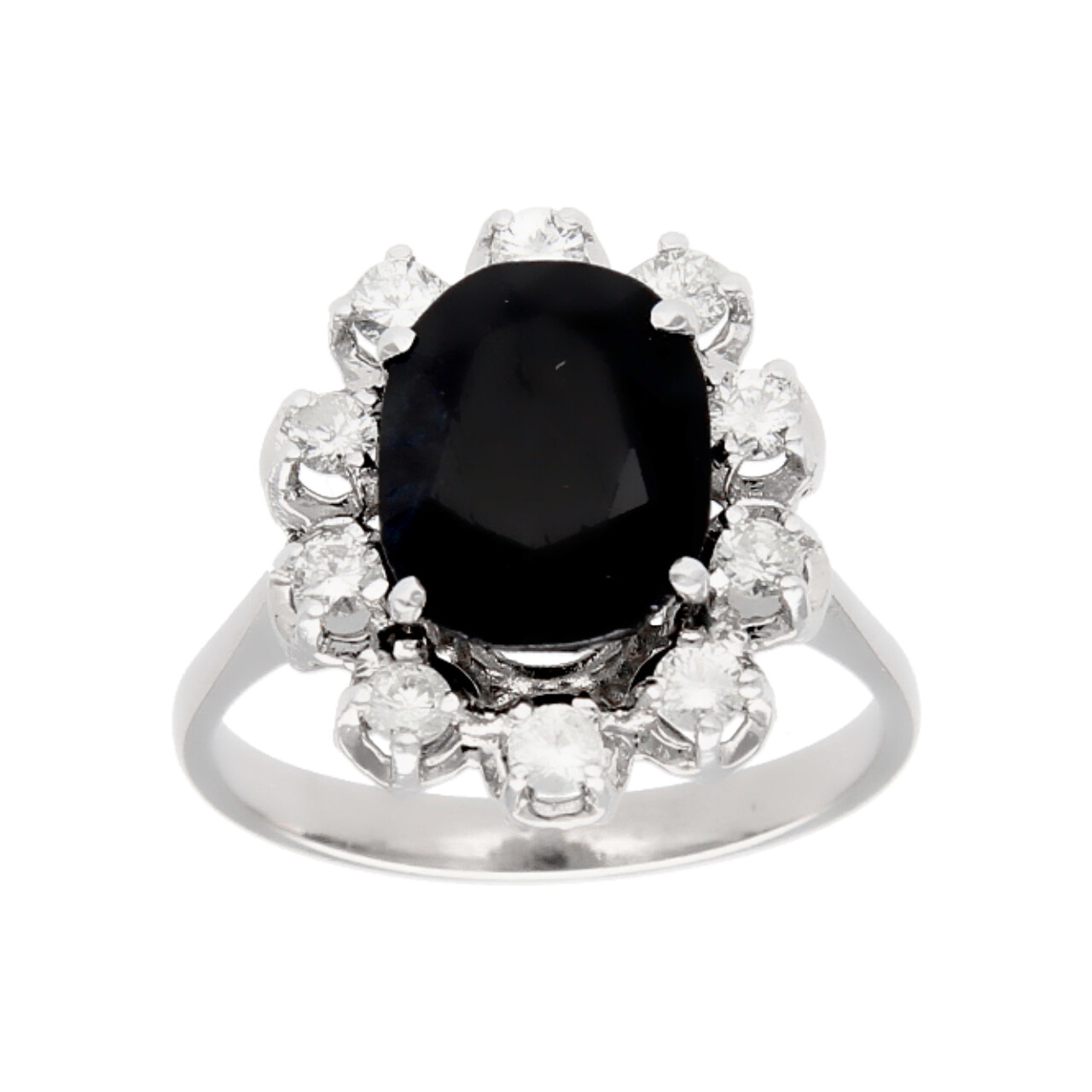 Weißgold Ring Saphir und Diamanten