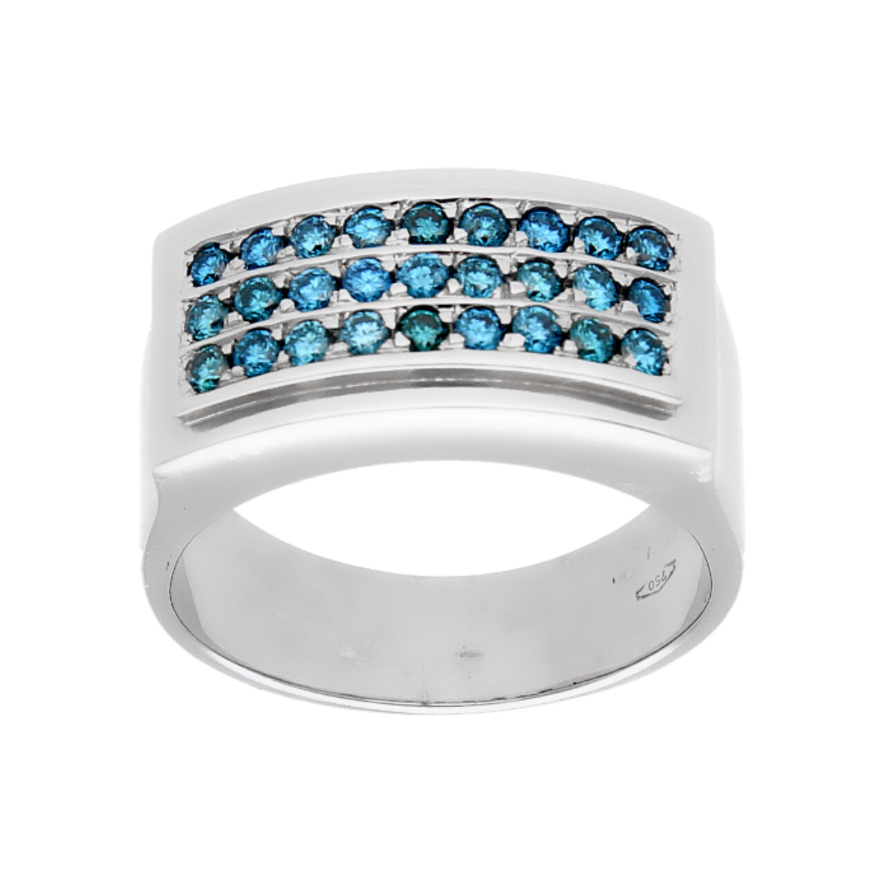 Anello oro bianco con dimanti azzurri