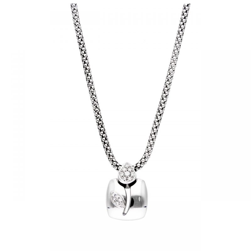 Collana oro bianco “Chimento” con pendente e diamanti
