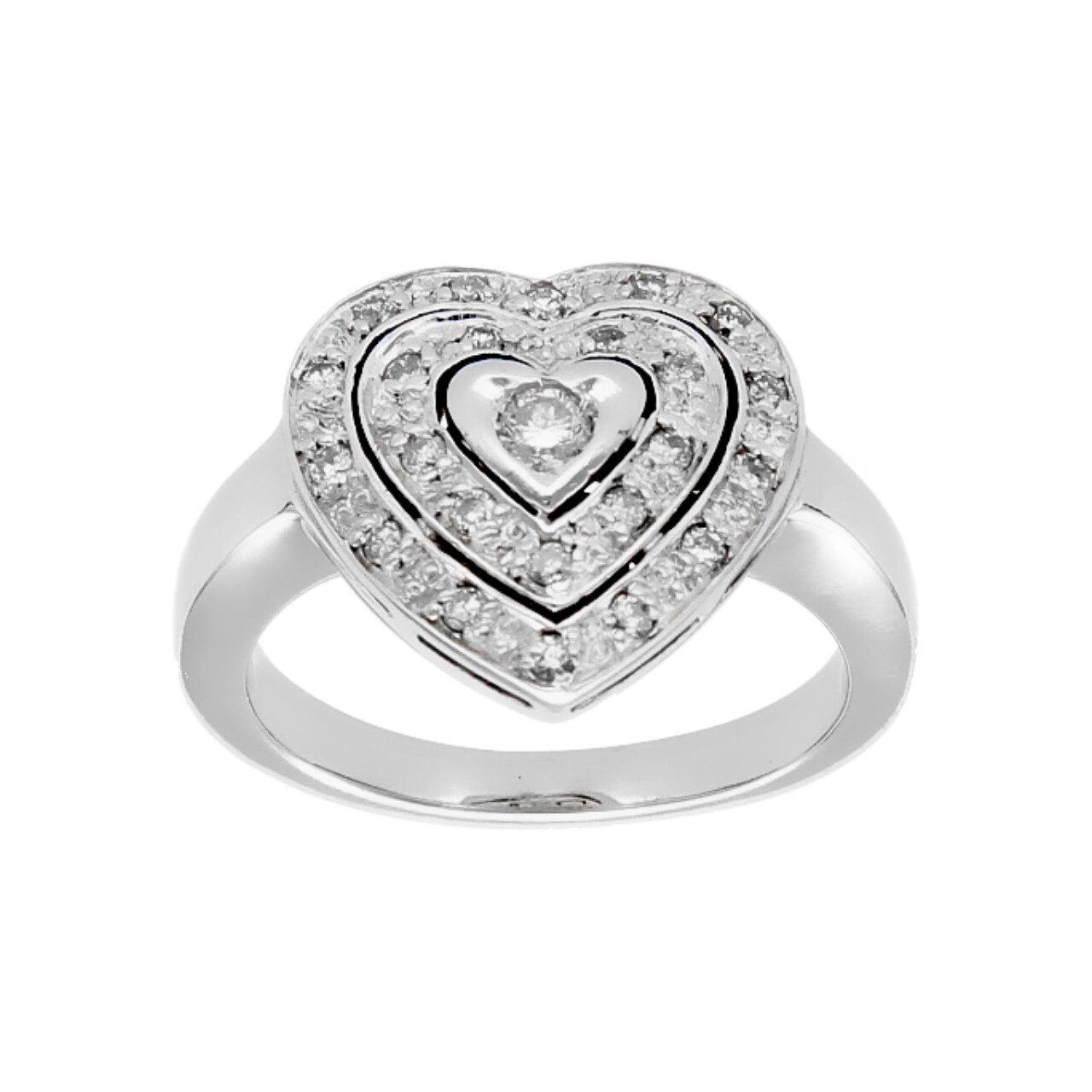 Anello Pvg in oro bianco con cuore di diamanti