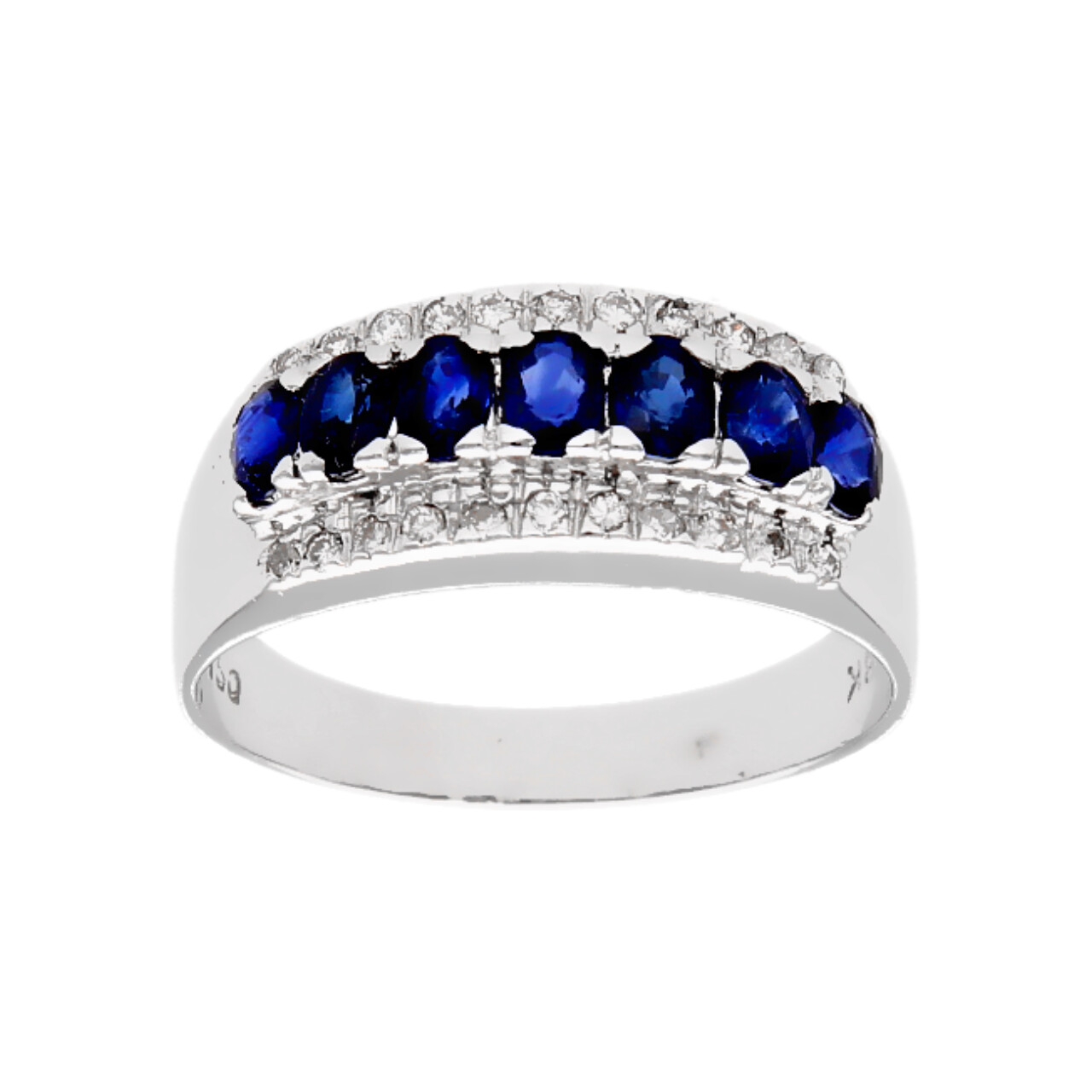 Anello oro bianco con zaffiri e diamanti