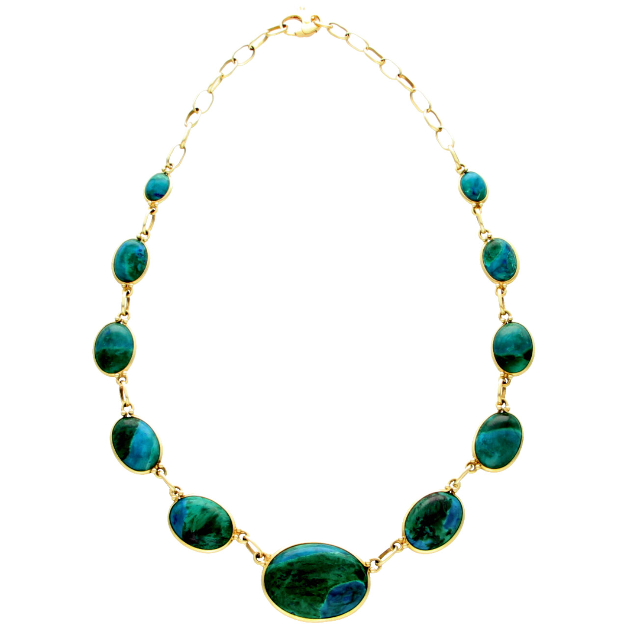 Gelbgold Halskette mit Malachit