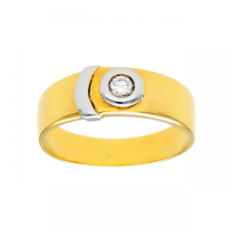 Yellow and white gold ring with diamond
