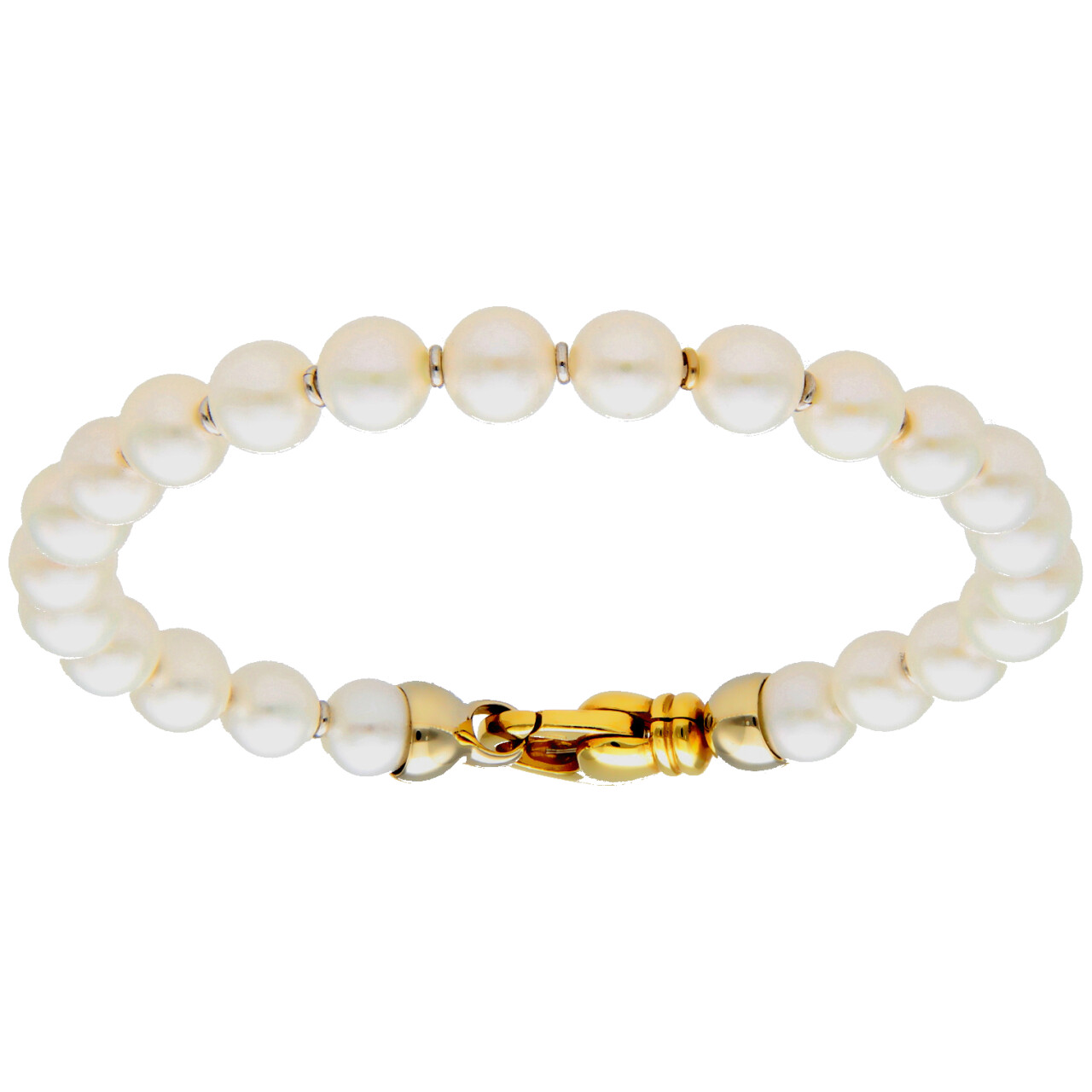 Bracciale di perle con oro giallo e bianco
