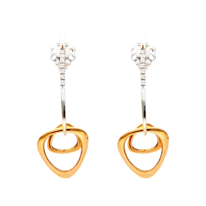 Earrings yellow and rose gold with zircons