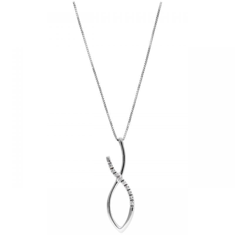 Necklace with fish pendant white gold with diamonds
