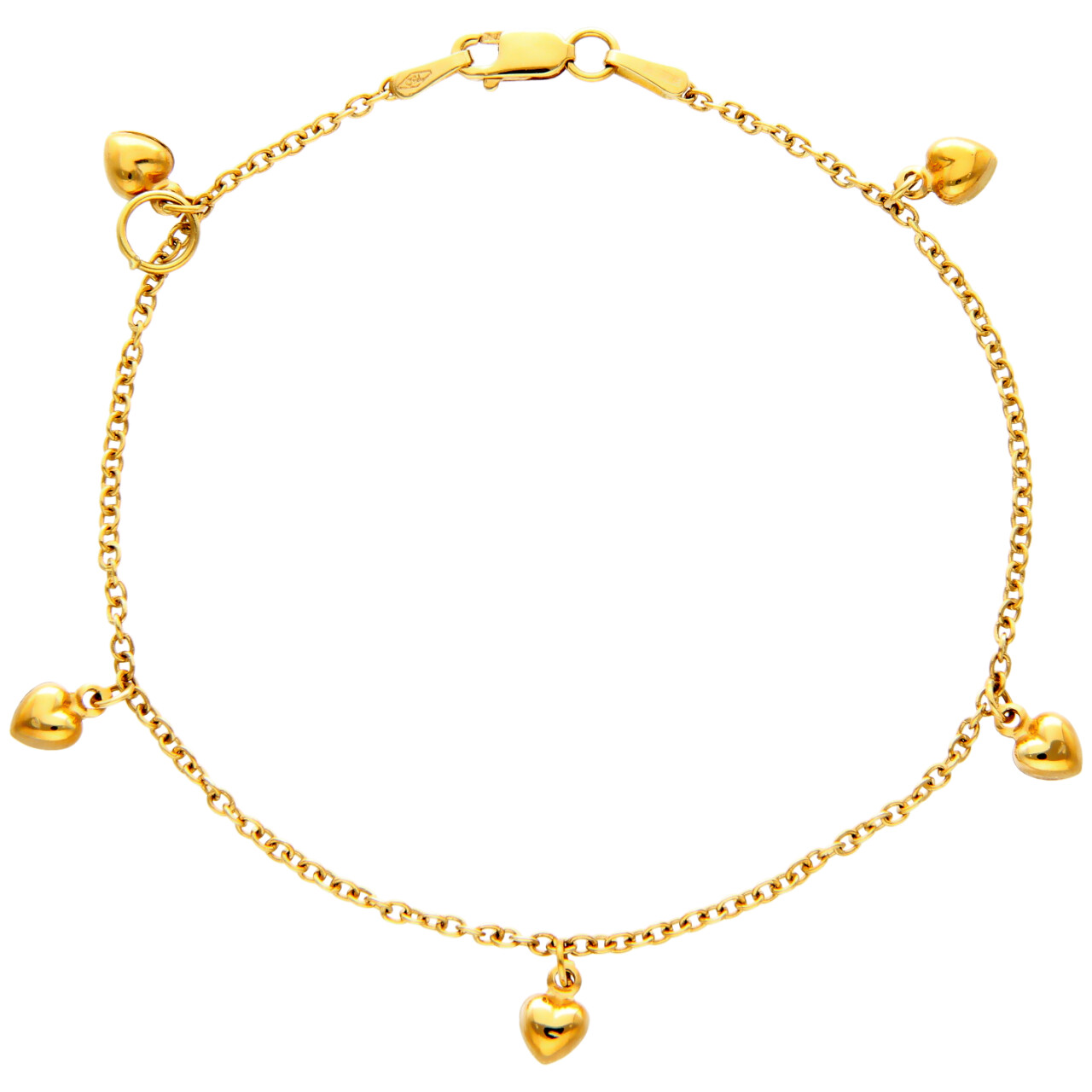 Bracciale oro giallo con cuoricini pendenti