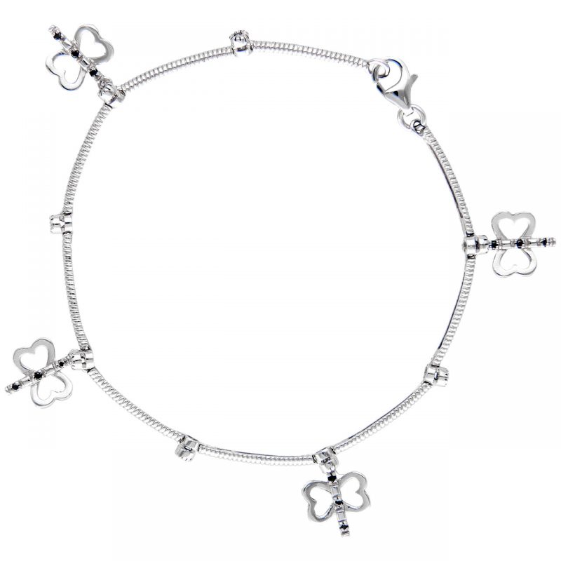White gold bracelet with butterflies and diamonds White gold