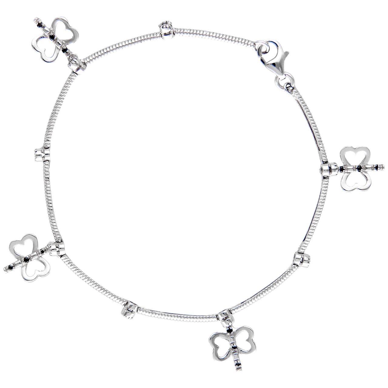 Bracciale con farfalle e diamanti in oro bianco