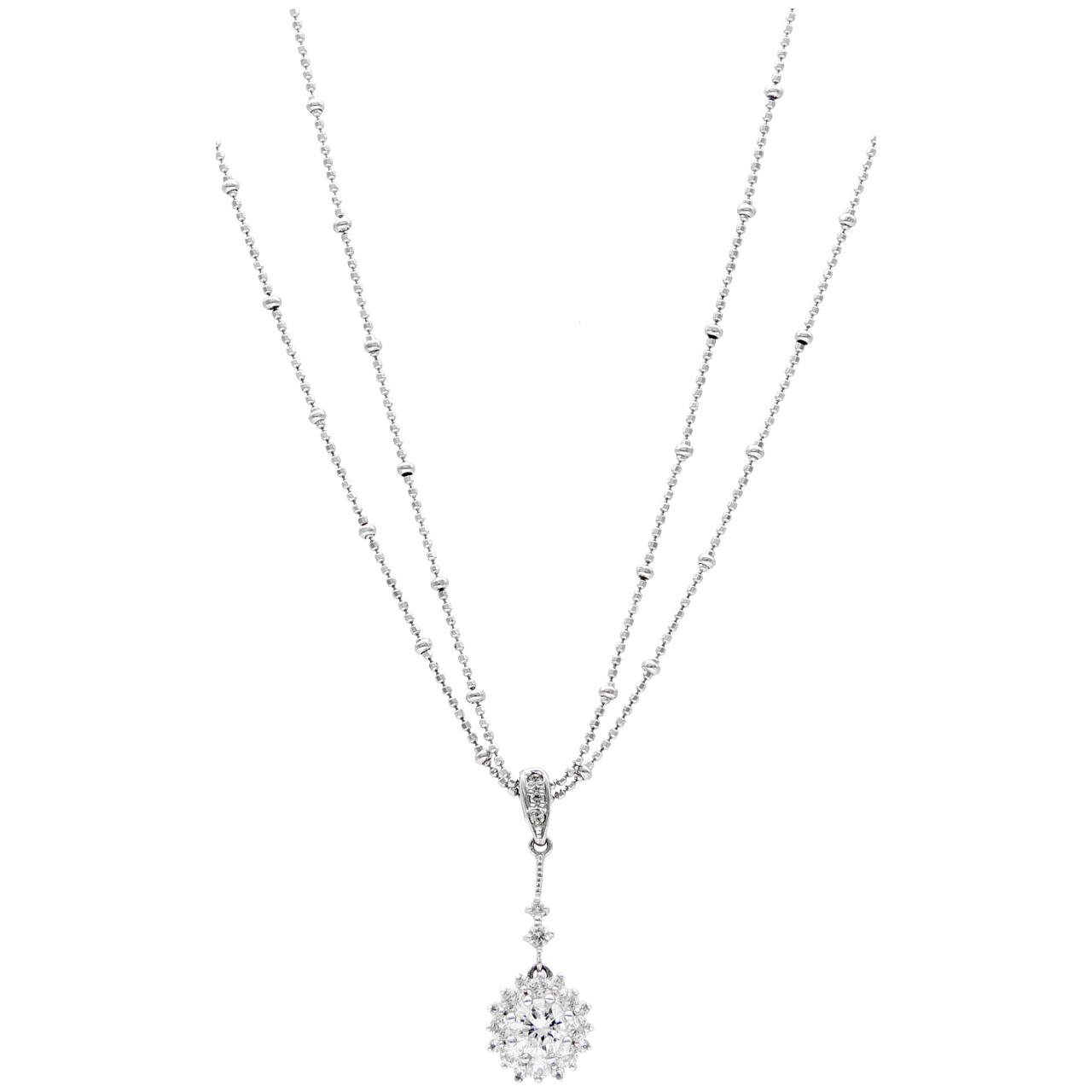 Zweidraht-Halskette aus Weißgold mit Zirkonen