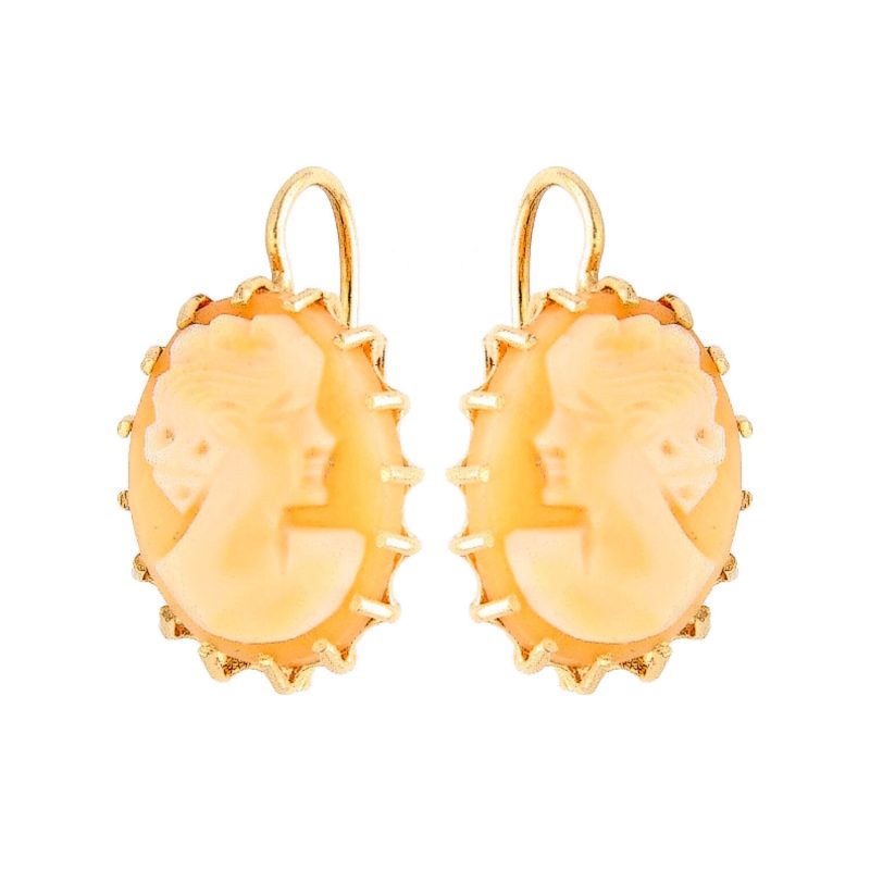 Yellow gold earrings with cameo