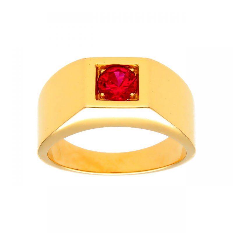 Yellow gold ring with ruby Man