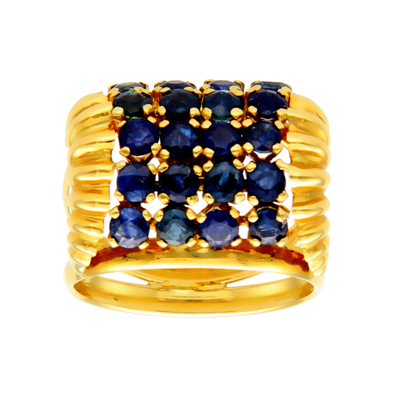 Anillo de oro amarillo con zafiros