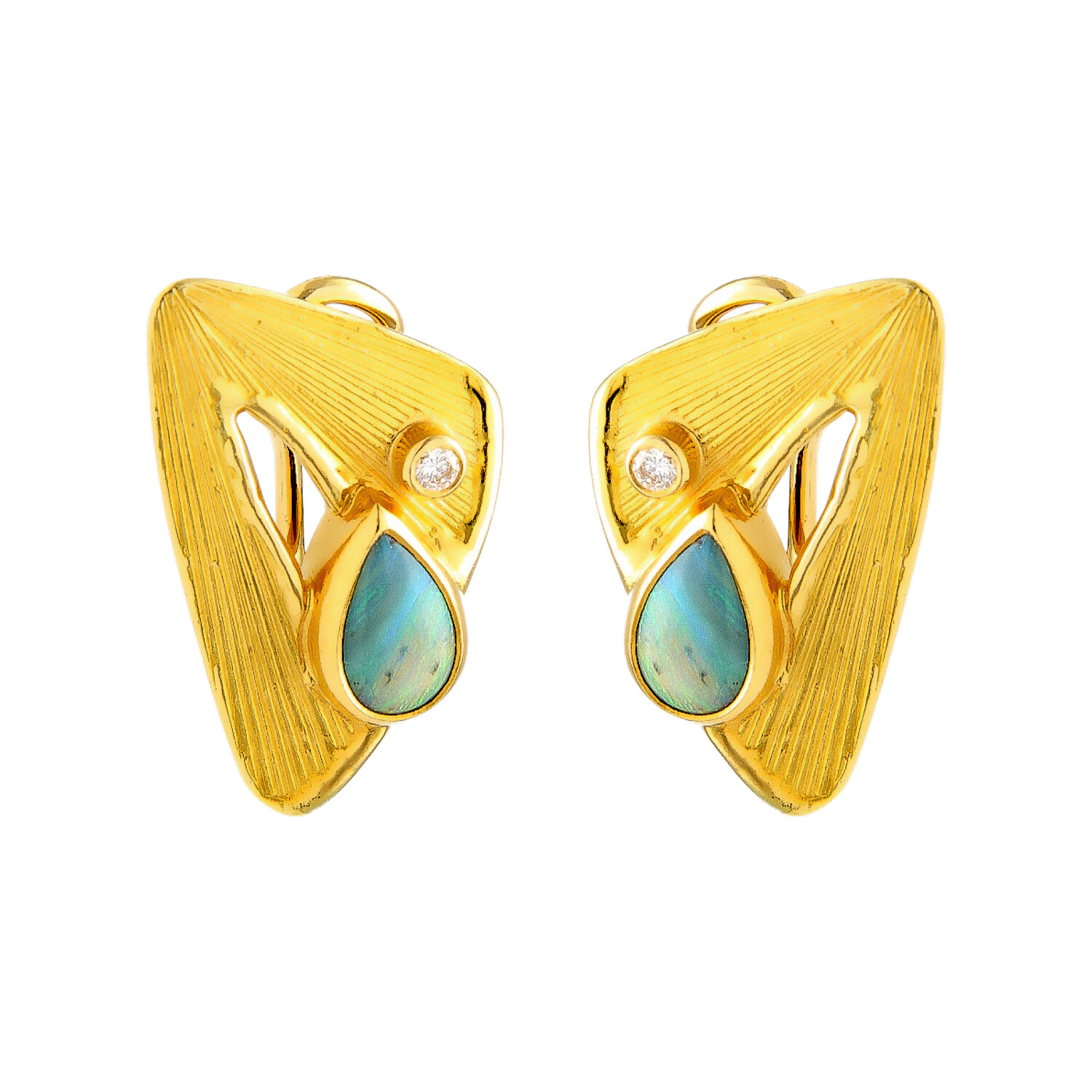 Orecchini oro giallo con opale e diamante
