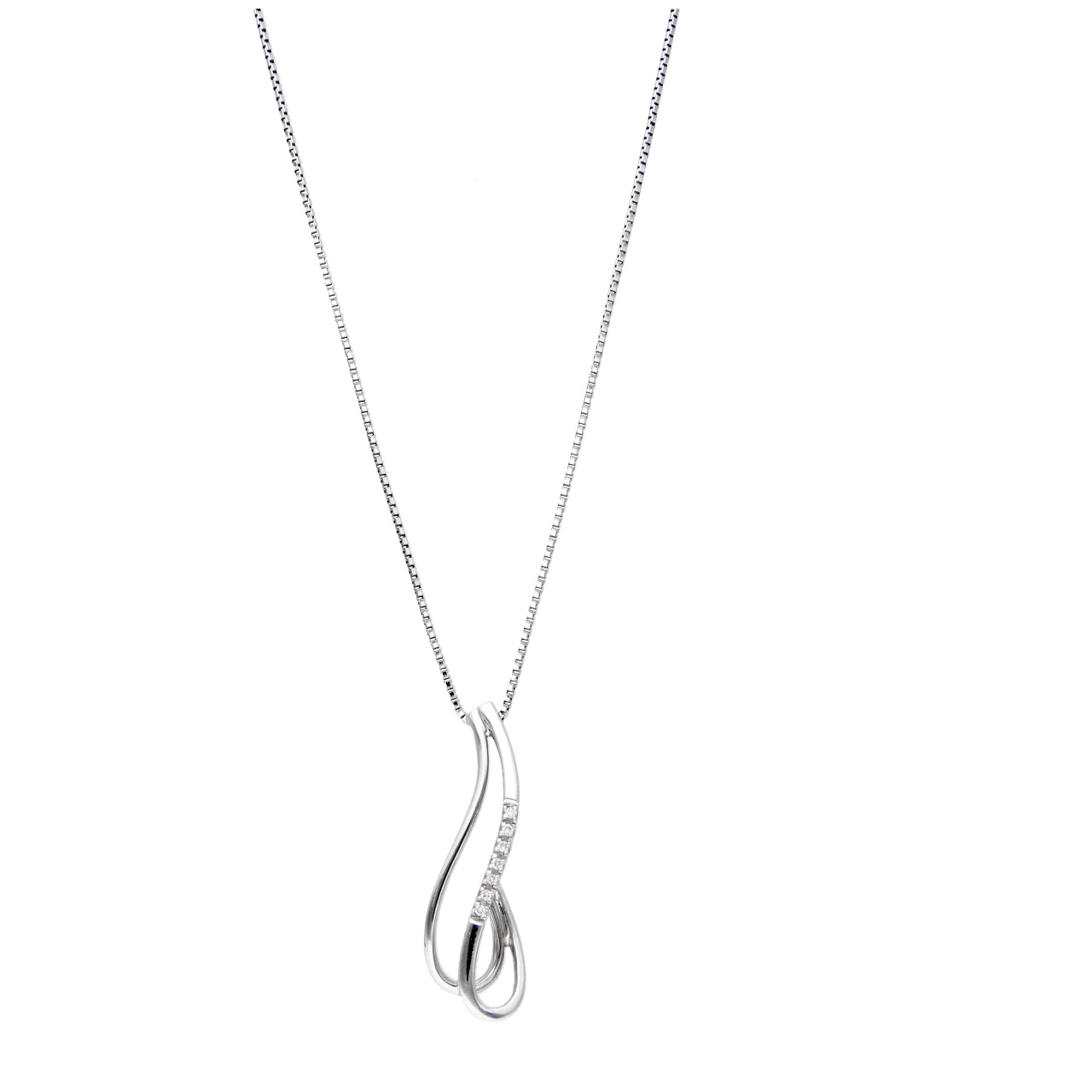 Halskette aus Weißgold mit Diamanten zwei Wellen
