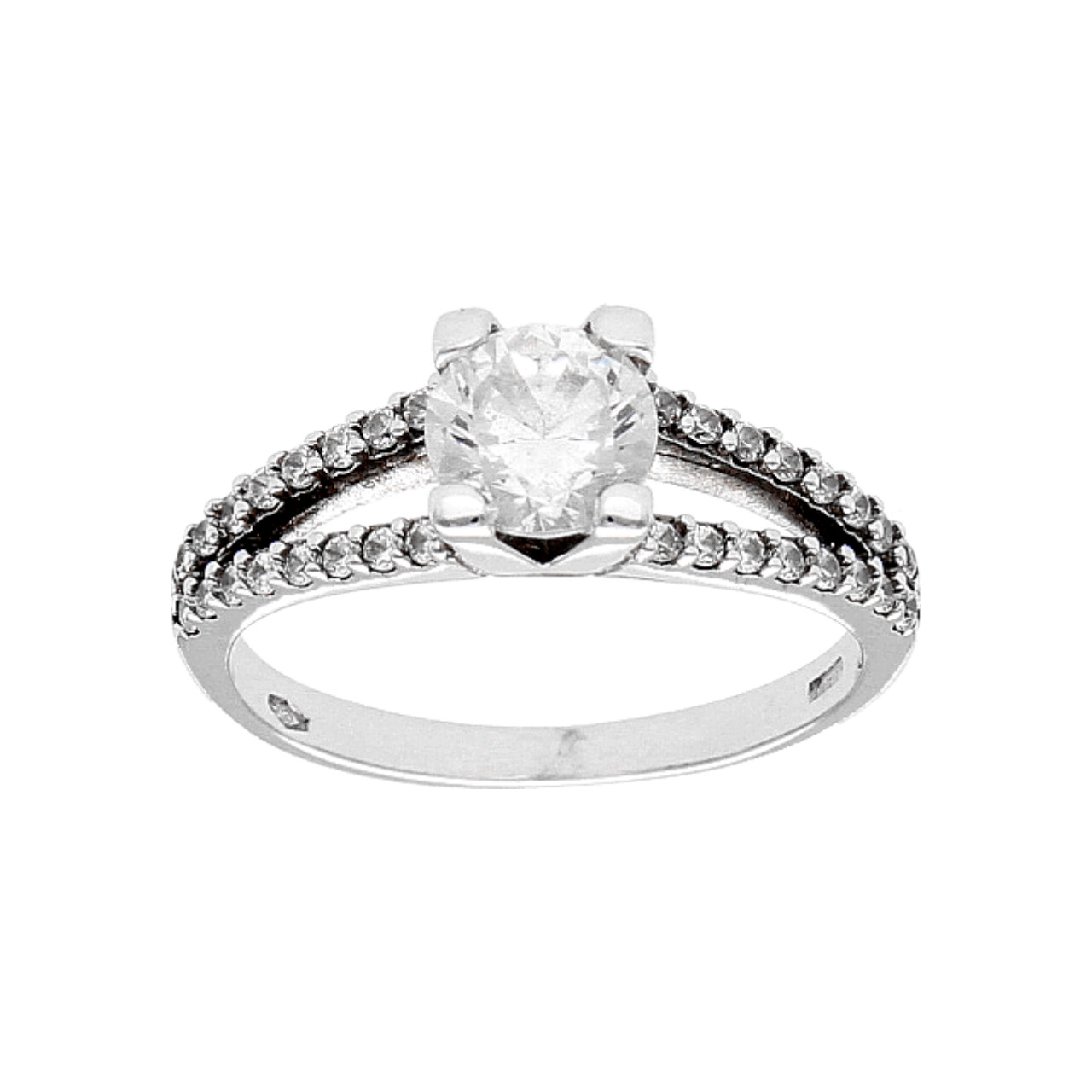 Anello in oro bianco con zirconi