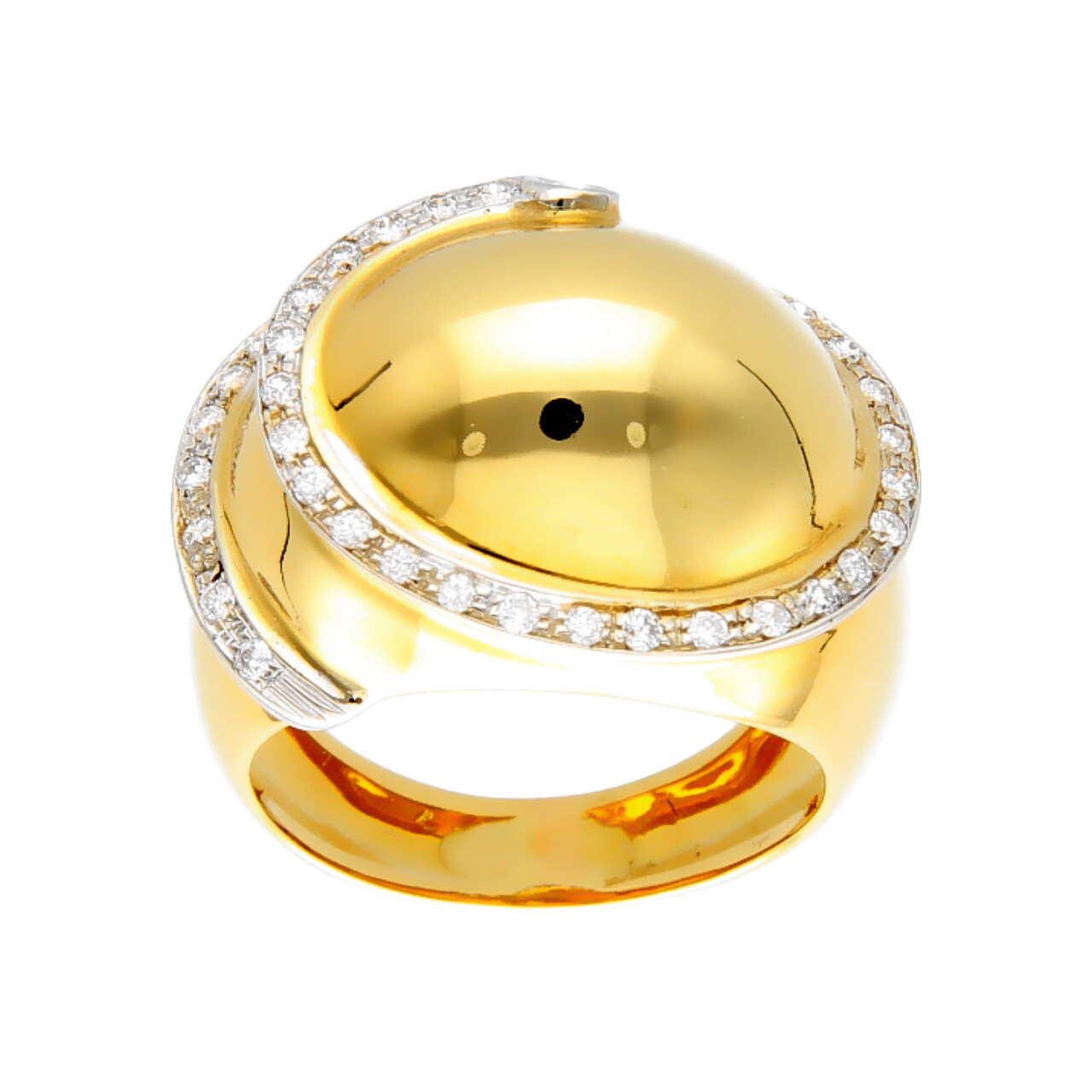 Moderner Ring aus Gelb- und Weißgold mit Diamanten