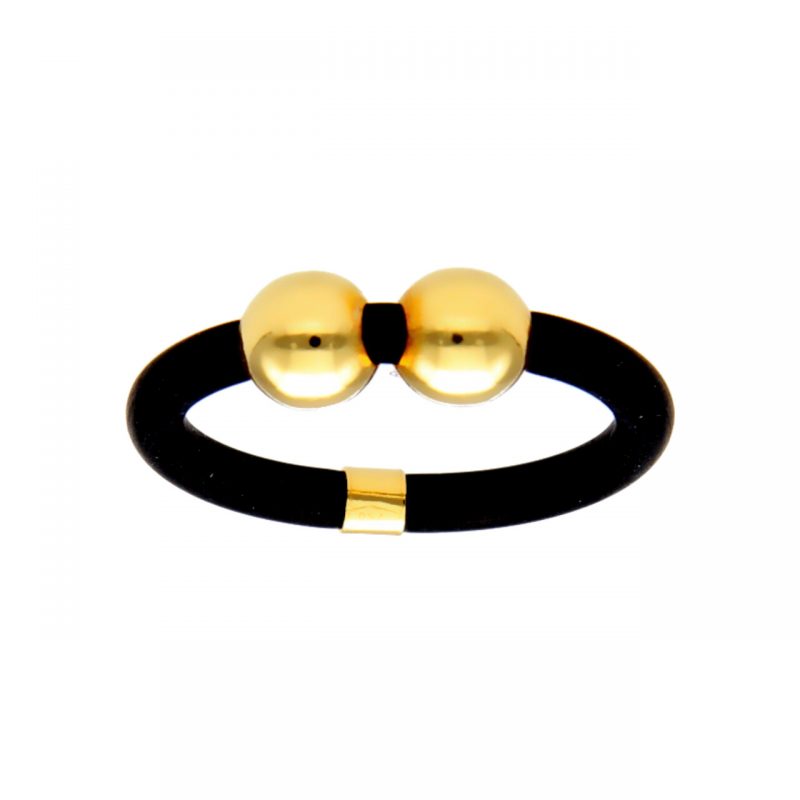 Rubber ring with yellow gold inserts