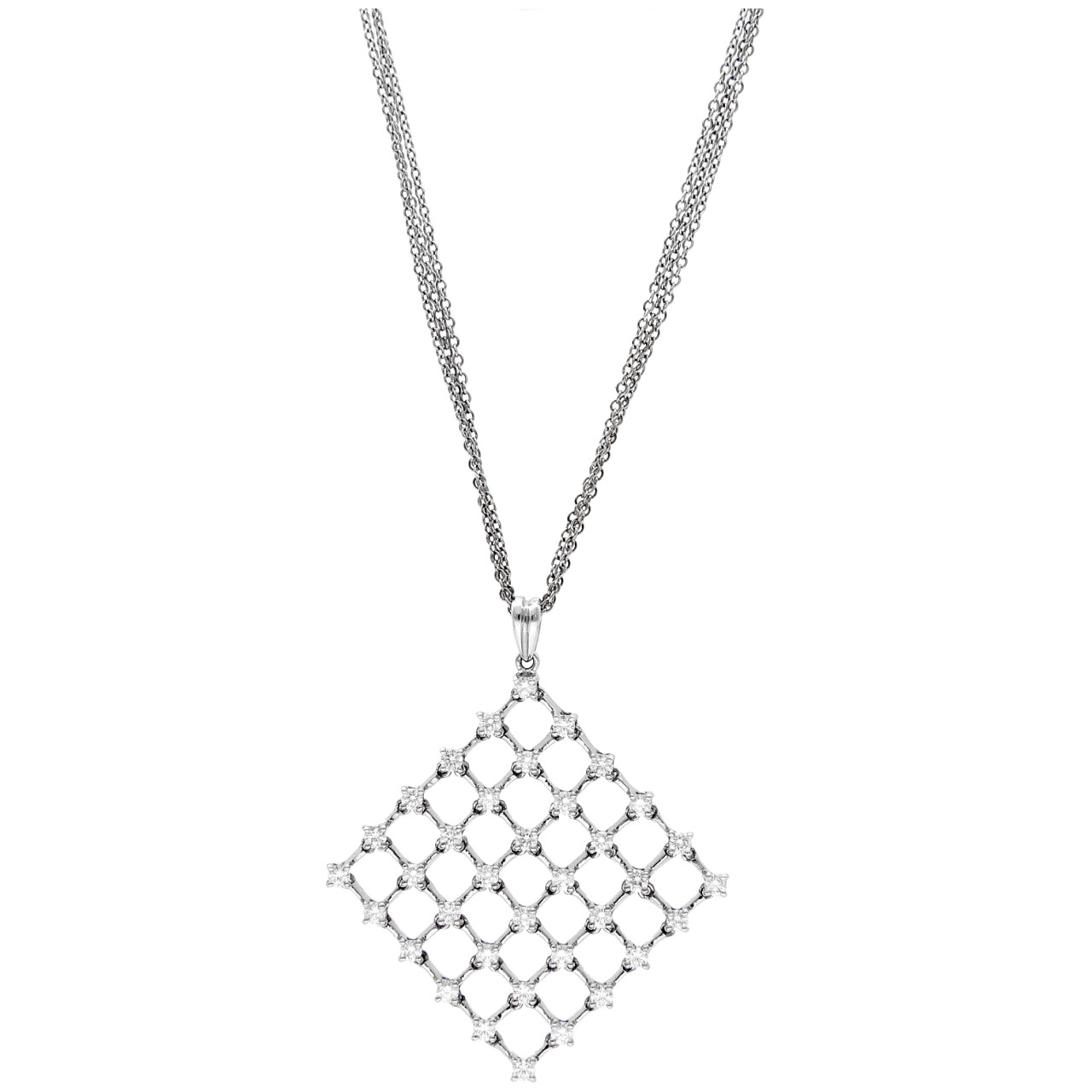 White gold necklace with square diamond pendant