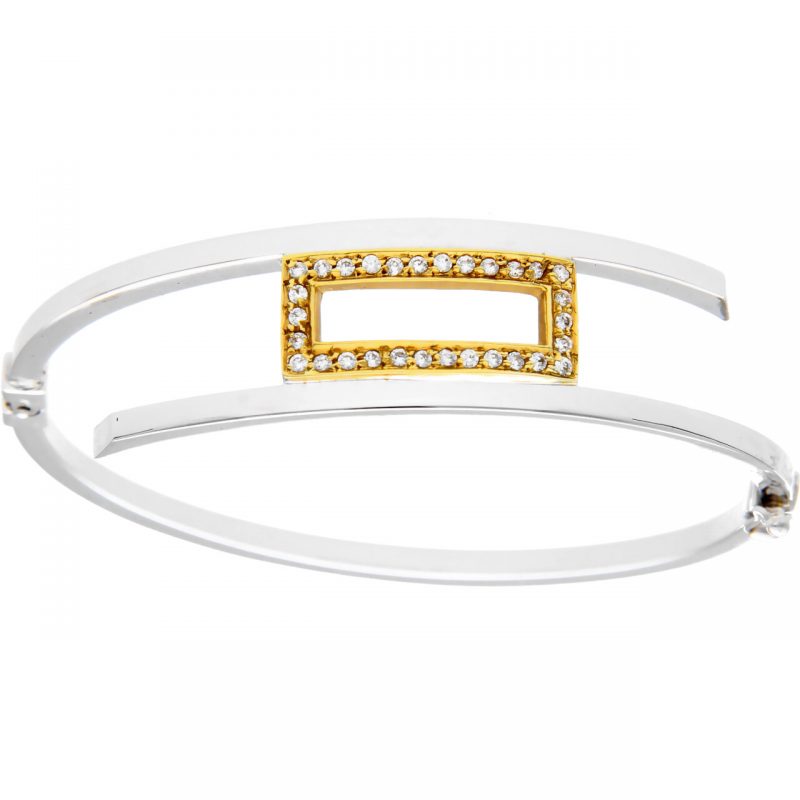 Bracelet white and yellow gold with zircons