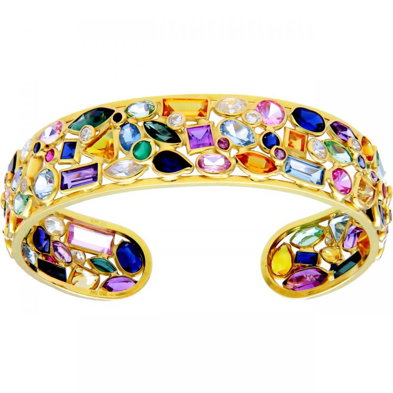 Yellow gold bracelet with colored stones