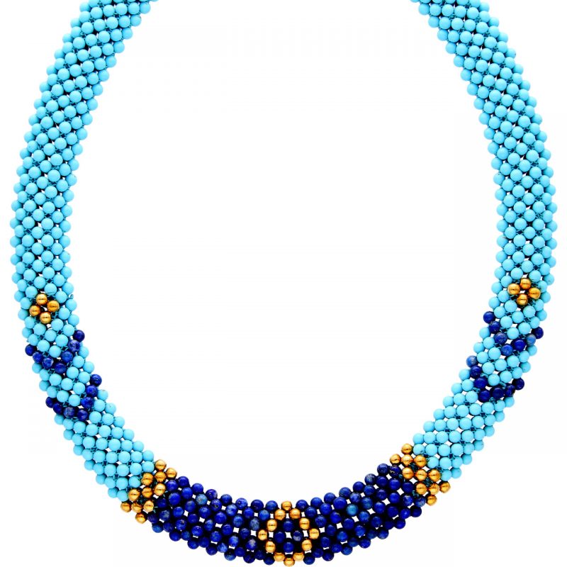 Ethnic necklace with yellow gold clasp