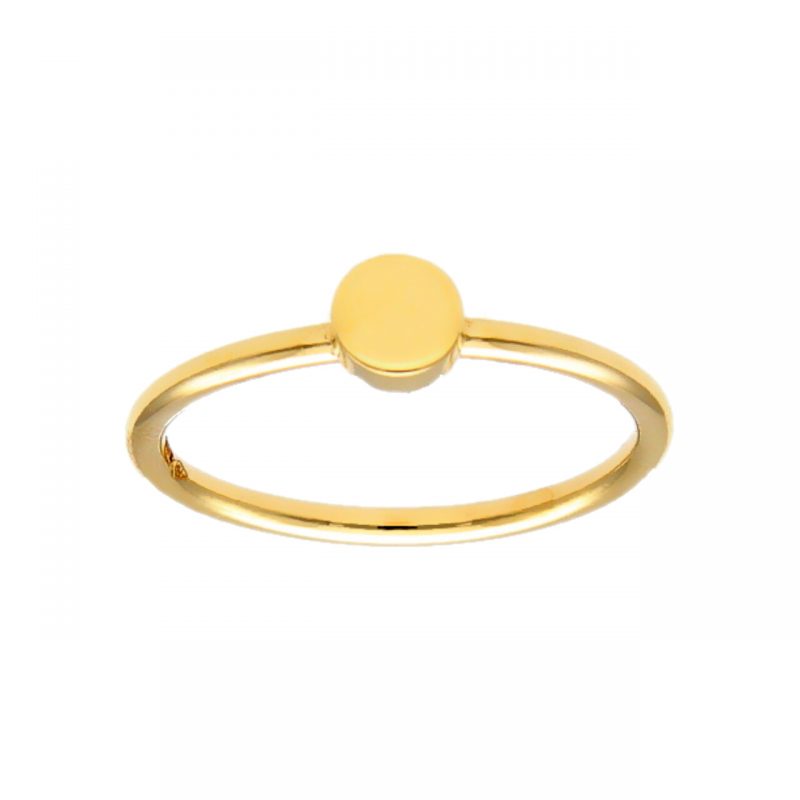 Yellow gold ring with button