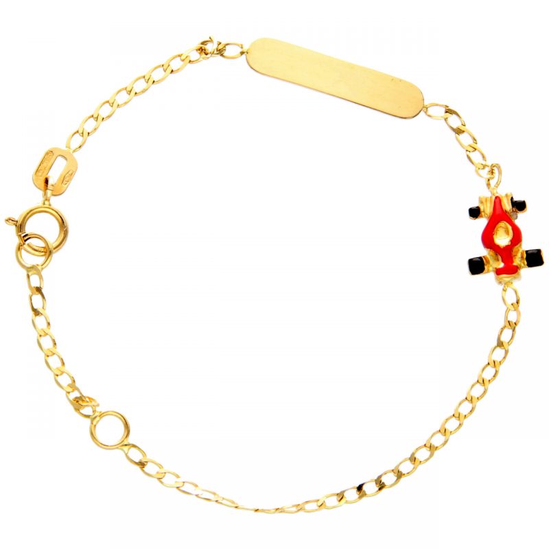 Baby bracelet yellow gold with toy car
